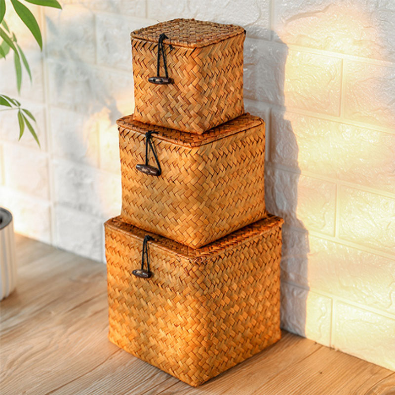 Storage Box Hand Woven Rattan Basket 44 x 36 x 15 cm Storage Box Hand Woven Rattan Basket 44 x 36 x 15 cm