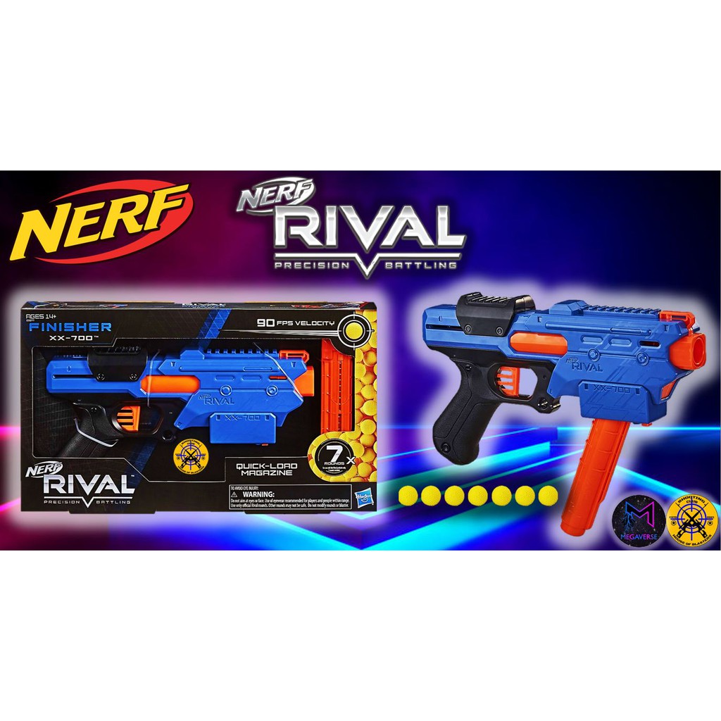 Quick-Load Magazine Team Blue Nerf Rival Finisher XX-700 Blaster Includes 7 Official Nerf Rival Rounds Spring Action