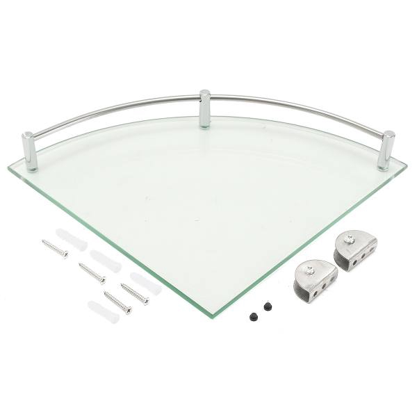 Bathroom Glass Triangular Wall Mount Corner Organizer Storage Shelf