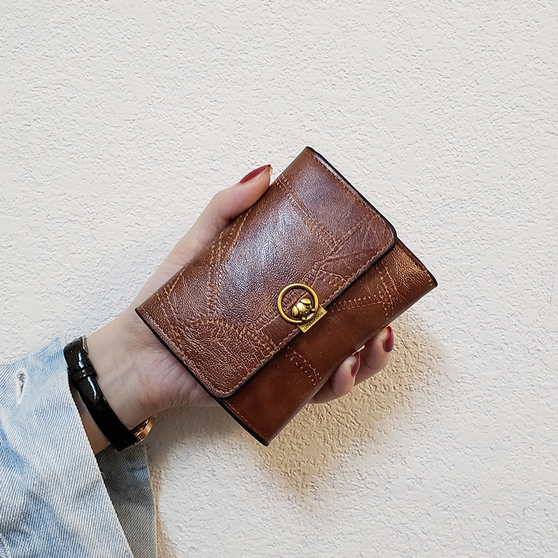 Vento Marea Short Women Wallet Small Slim Walet 2022 New Fashion Pu Leather Female Purse Black Money Bag Hasp 3 Fold Card Holder