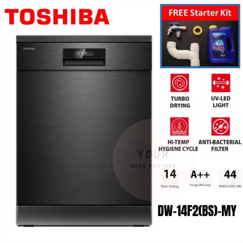 Toshiba FreeStanding Dishwasher 14 Place Setting DW-14F2(BS)-MY