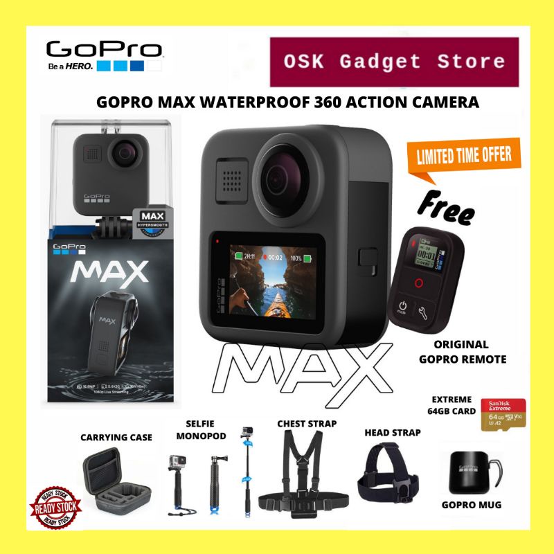 Gopro Hero Max 360 Waterproof Wifi Action Camera 1 Year Funsportz Malaysia Warranty Shopee Malaysia