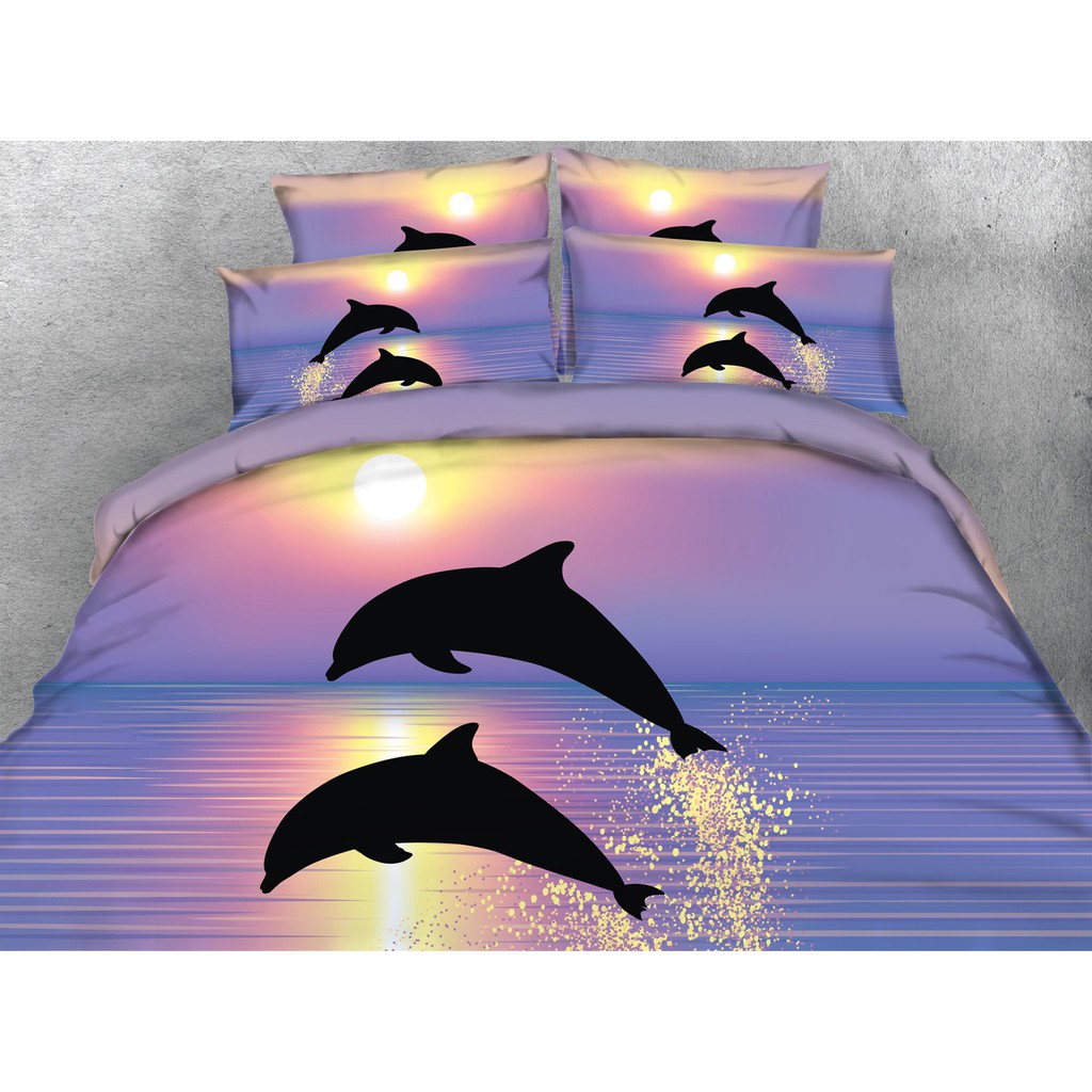 Jf034 Beautiful Jumping Dolphin Over The Sea 3d Printed Bedding