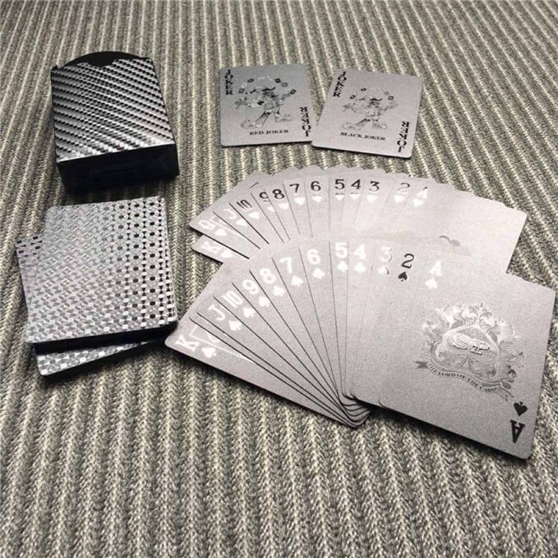 fangyougu  Playing Cards Waterproof Matte Black Foil Plated Poker Card Table Game Gift