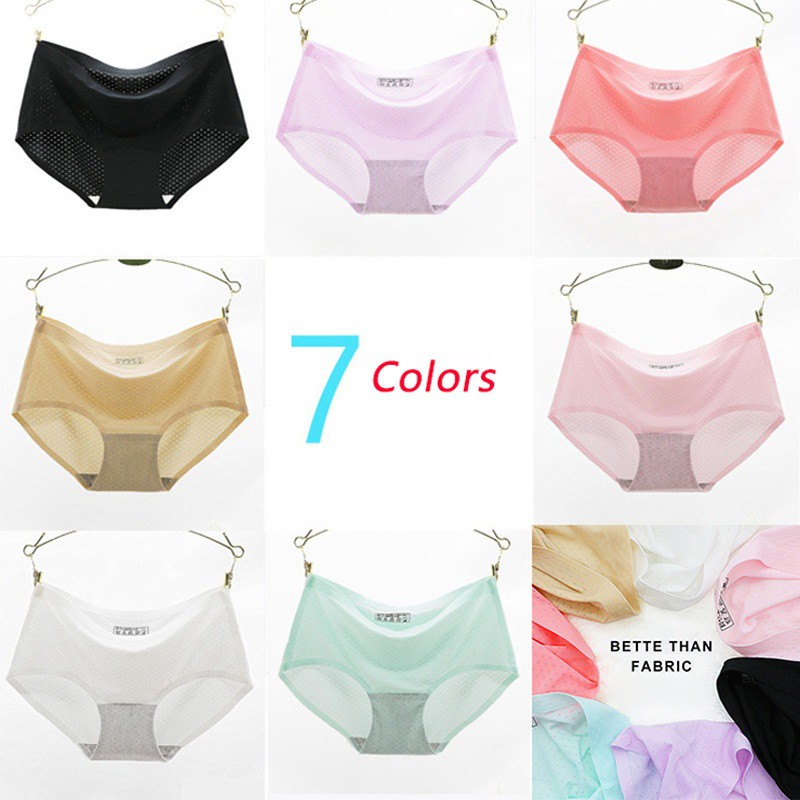 Ice Silk Woman Seamless Panties Low Waist Non Trace Female Underwear Shopee Malaysia