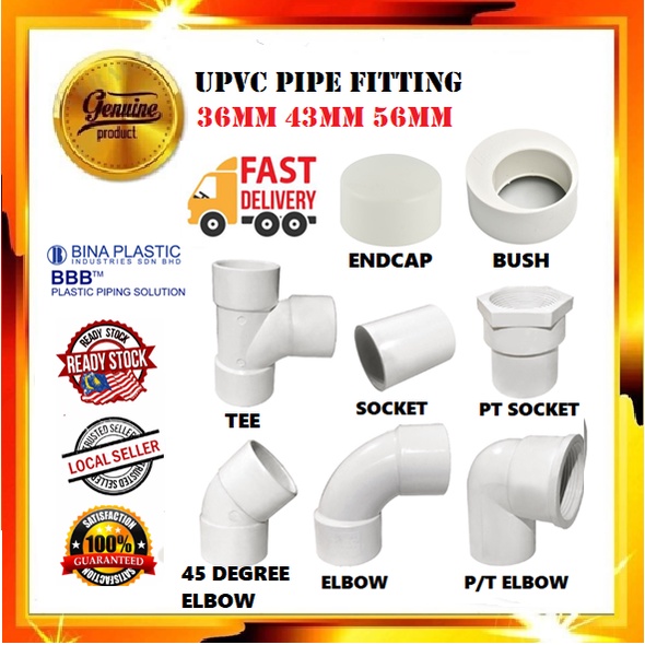 Upvc Pipe Fittings Socket Elbow Tee Endcap P/T Socket Elbow Bush 45 ...