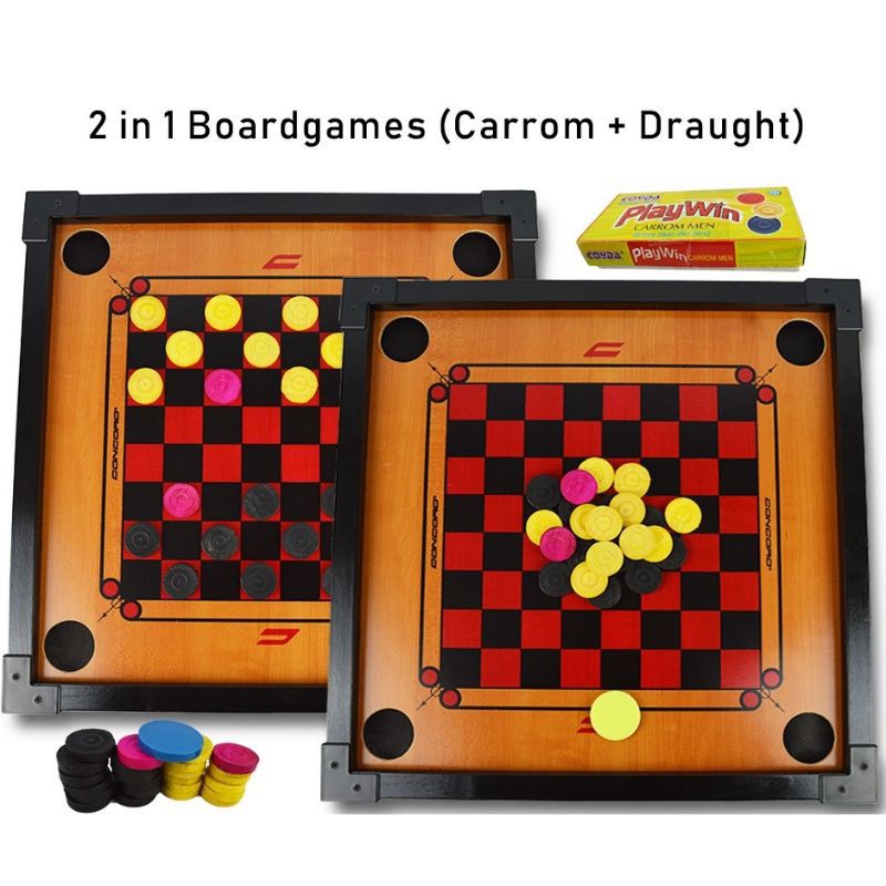 2 in 1 mini carrom board dan draught set/ dam set ( 48cmx 48cm ...