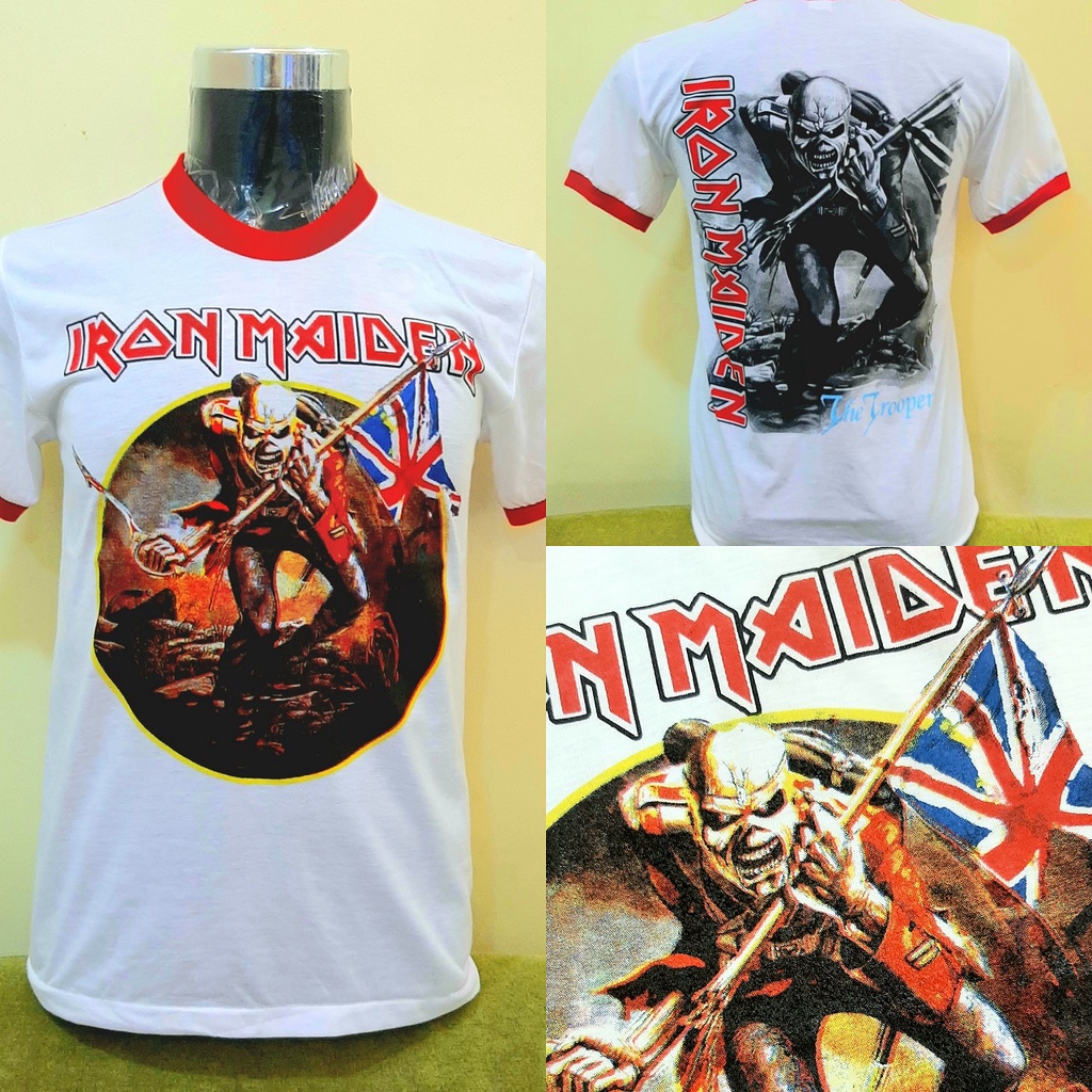 Baju Band Vintage Reprint Iron Maiden The Trooper Ringer | Shopee Malaysia