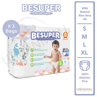 BESUPER Premium Disposable Diaper 100% Chlorine Free | Baby Diapers for Sensitive Skin BESUPER Chlorine Free Diapers for Sensitive Skin