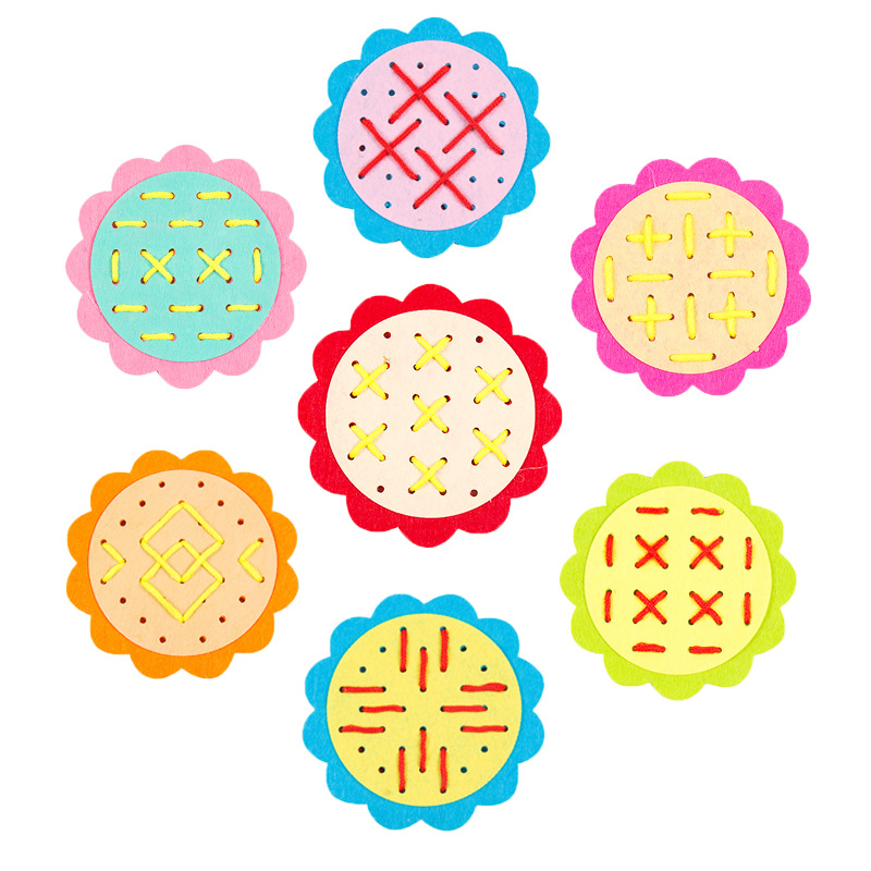 Sunflower Threading Toys Manual DIY Weave Cloth Montessori Materials Toys Baby Early Learning Kindergarten Teaching Aids