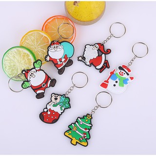 Cute Christmas Cartoon Keychain Christmas tree Santa Claus Key Ring PVC Keychain Gift