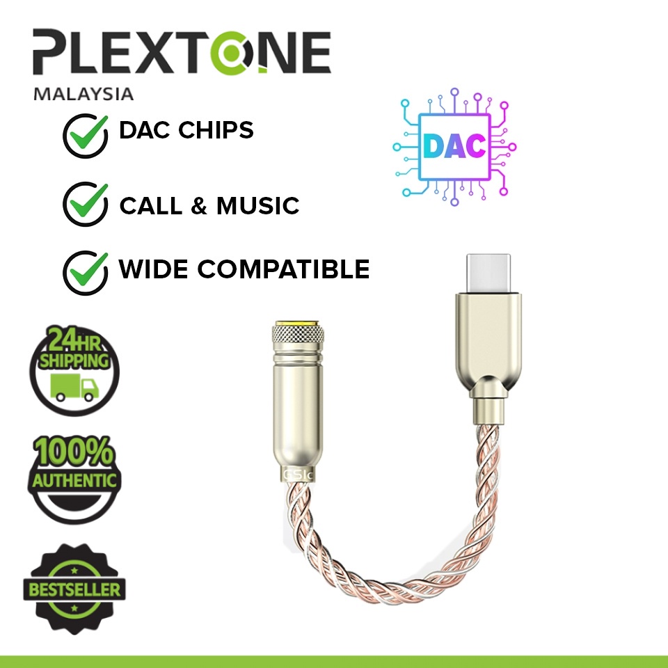 PLEXTONE GS1Cll USB C to 3.5mm Jack DAC Chip Earphone Cable Headphone Adapter Type C Audio Adapter Xiaomi Samsung Ipad