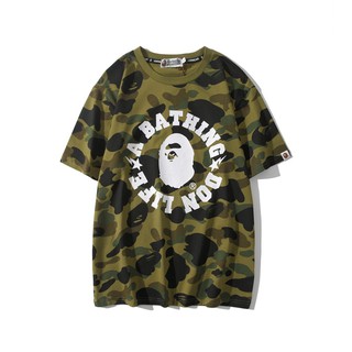 Bathing Ape Bape The New T Shirt Green Camouflage Ape Monkey Letter Printing Short Sleeve Tee M Shopee Malaysia