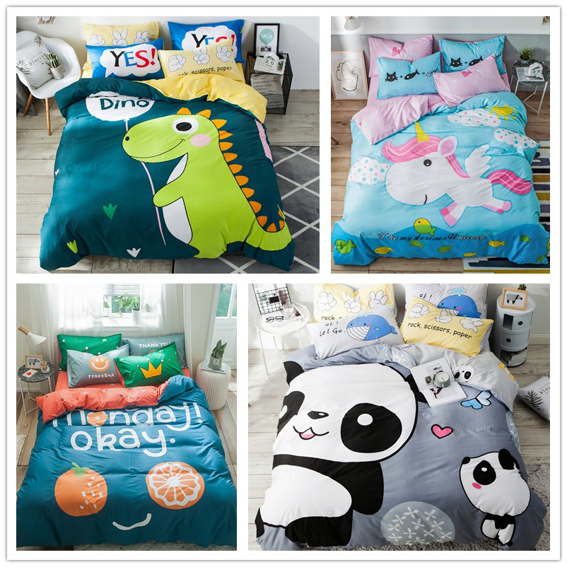 Cartoon Dinosaur Panda Unicorn Whale Animal Print Bed Duvet Cover