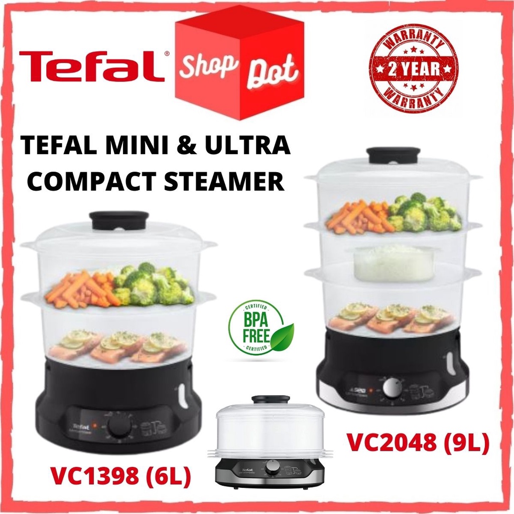 Tefal VC1398 Convenient 800W Minicompact Steamer 2-Tier (6L) / VC2048 ...