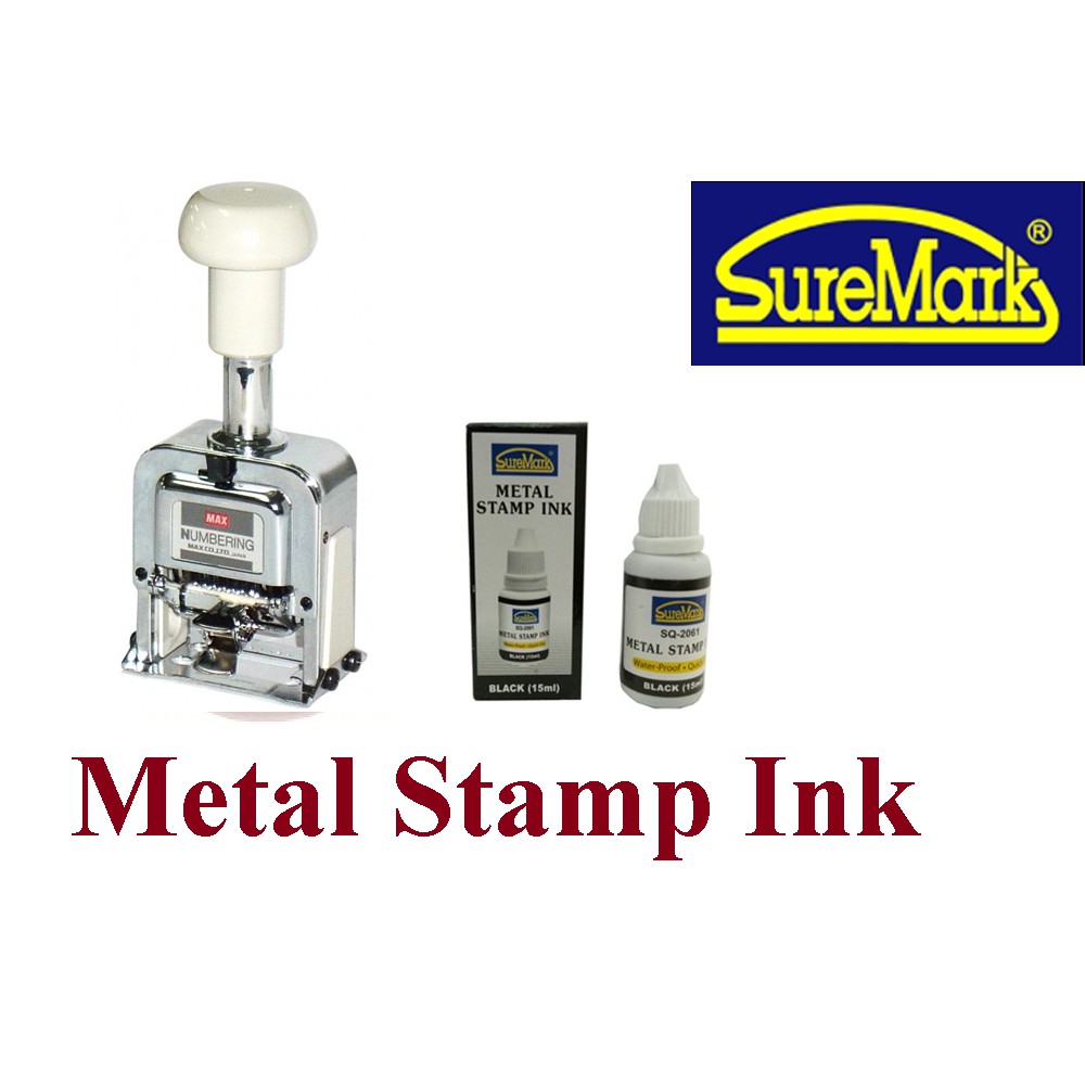Metal Stamp Ink Refill 30ml (Suremark) - Oil Based ink Black & Red