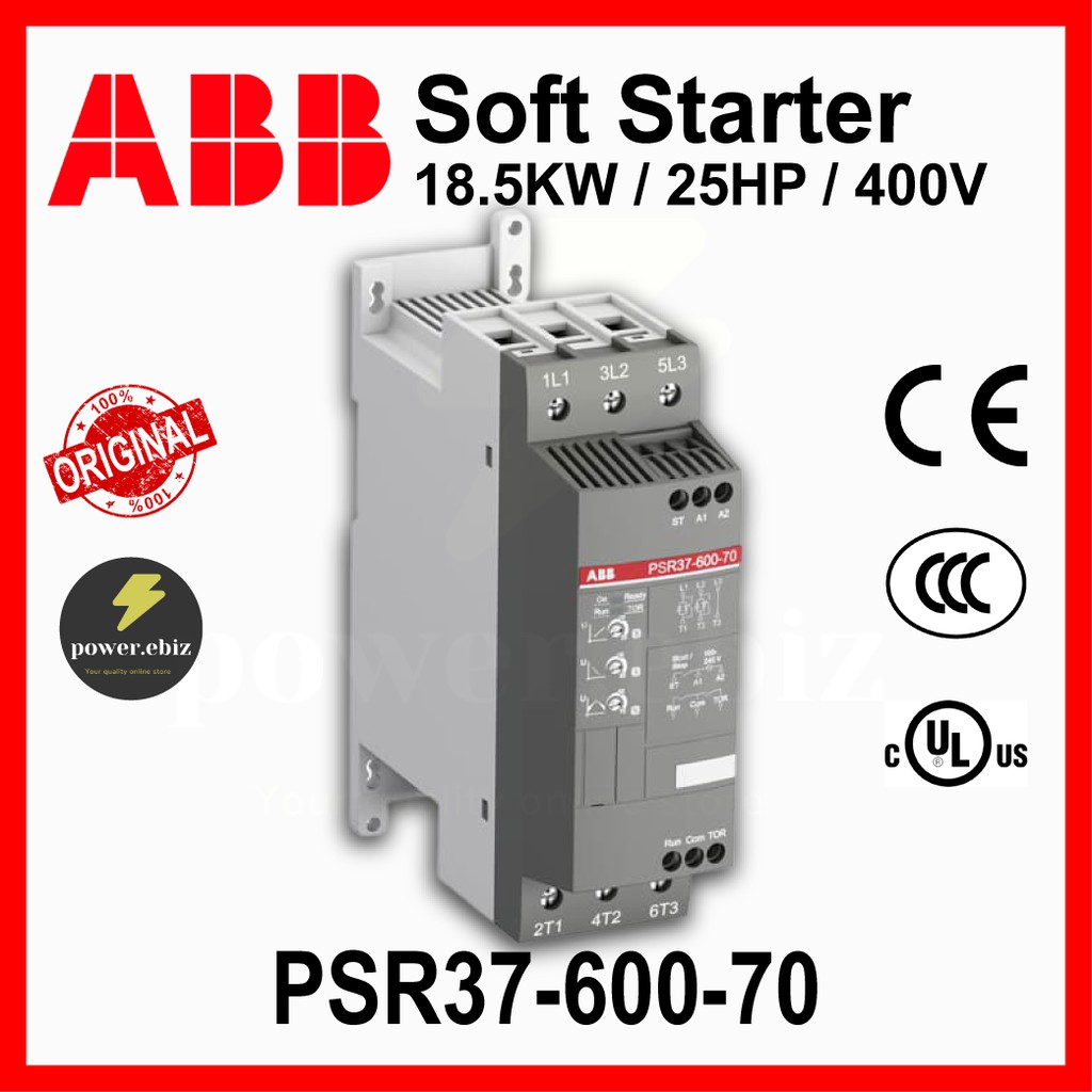 3 HP / 3 k... ABB PSR Series Softstarter PSR6-600-11 1.5 HP / 1.5 kW @ 240V 