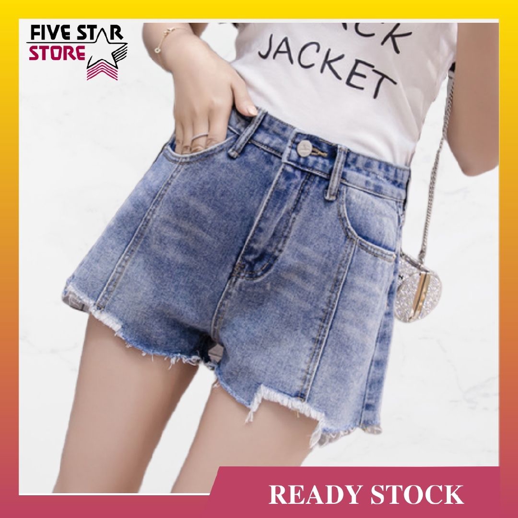 Korean Fashion Women High Waist Denim Short Blue Jeans Outfit Plus Size Short Pants Shopee Malaysia