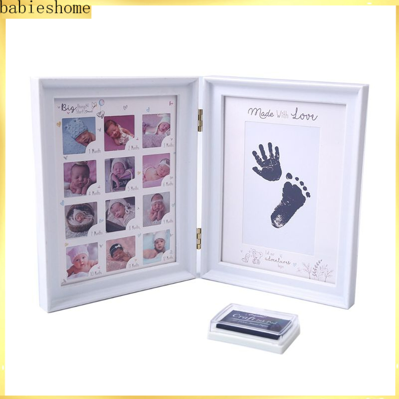 BABI Baby Baby Foot and Hand Print Baby Keepsake Frame 0-12 Months Pictures Photo Frame Souvenirs Newborns Growing Memory Presents