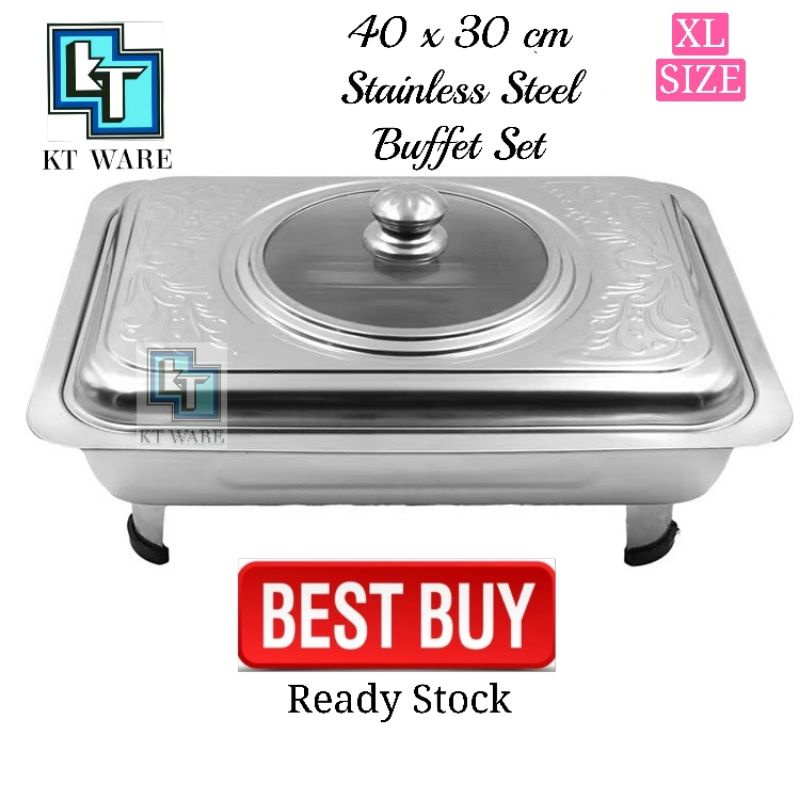 KT WARE 40x30 cm S/STEEL buffet set catering tray  embossed food pan food tray Warmer serving tray berkas lauk