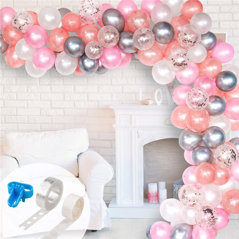 Balloon Garland Arch Kit 92pcs Black And Gold White Balloons 5m