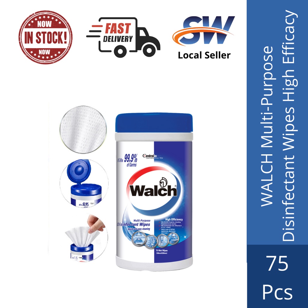 Walch Multipurpose Disinfectant Wipes 75pcs (High Efficacy) Shopee