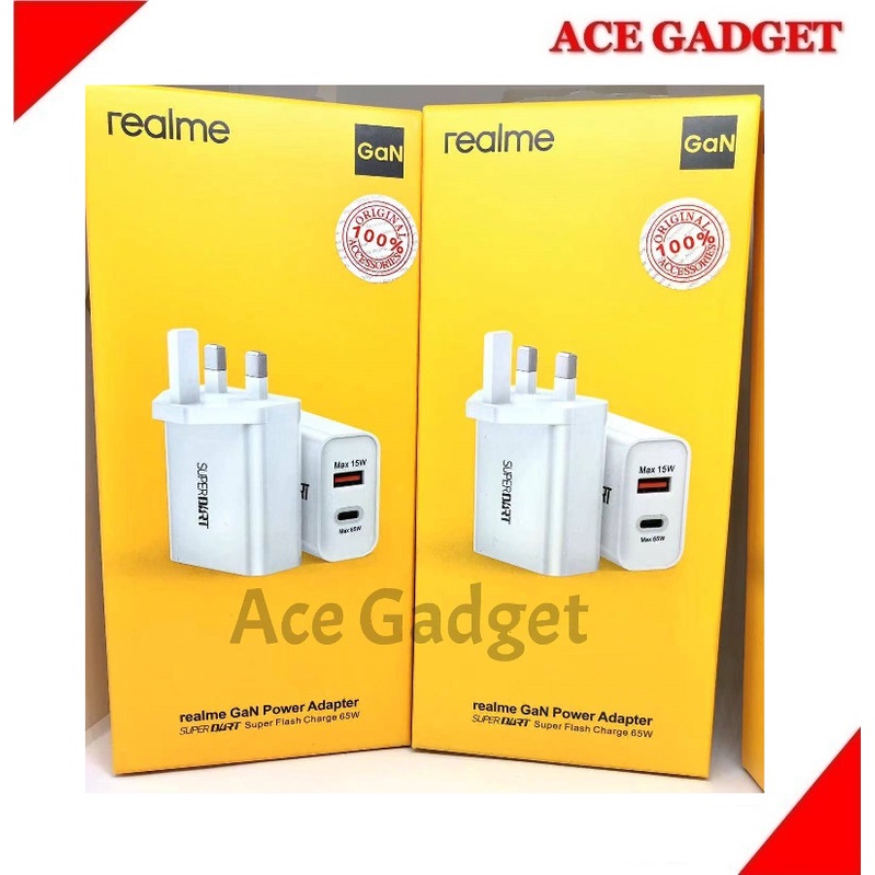 Realme 65w GaN Charger Super Dart Charge Adapter With TypeC PD Cable