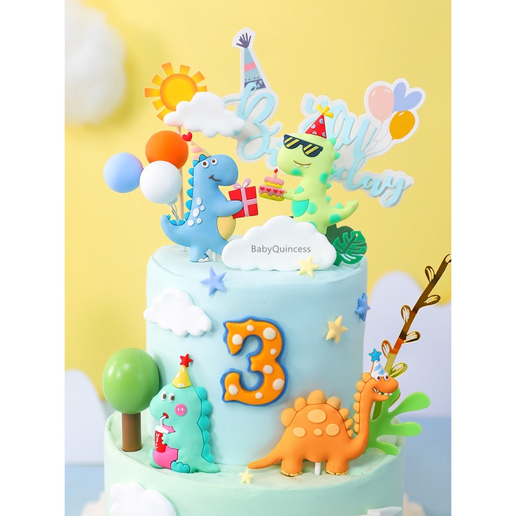 [READY STOCK] Kawaii Dinosaur Cake Topper Decoration | Shopee Malaysia