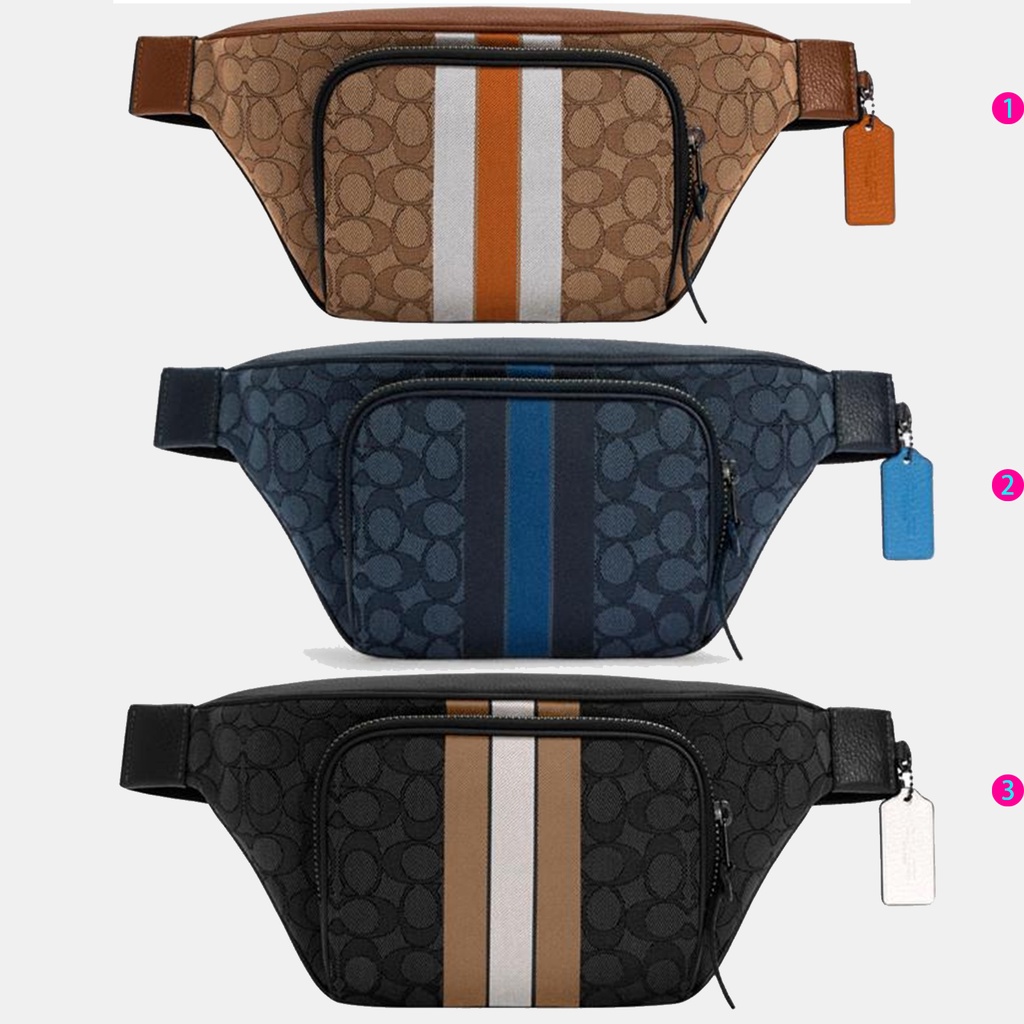 Coach C5386 Thompson Belt Bag In Signature Jacquard With Varsity Stripe