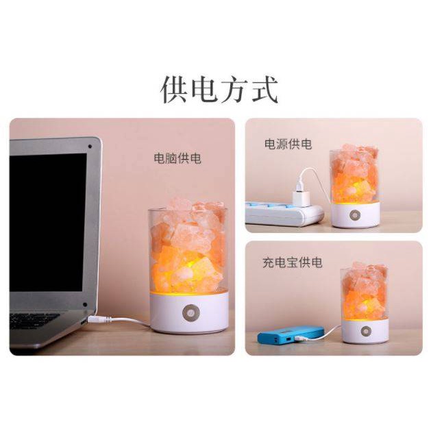 Himalayan Crystal Rock Salt Light Table Lamp Air Purifying Lampu Garam