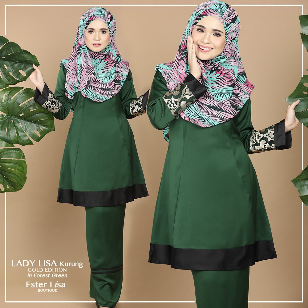 Baju Kurung Moden Lady Lisa Gold Edition Forest Green XS Baju Kurung Moden Lady Lisa Gold Edition Forest Green XS