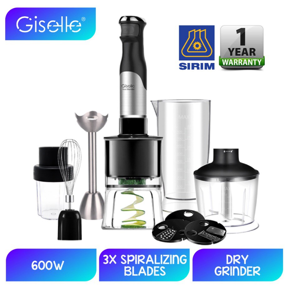 Giselle Hand Blender Full Set with Malaysia Plug 600W Food Processor