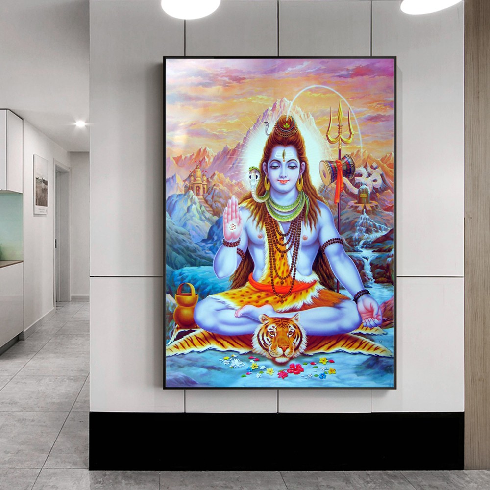 Shiva Lord Canvas Paintings On The Wall Hindu Gods Wall Art Canvas Hinduism Wall Posters And Prints Cuadros Picture Home Decor Shopee Malaysia
