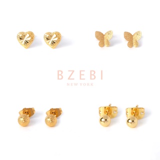 Image of BZEBI 24k Gold Exquisite Earrings Simple Butterfly Heart Post Earring Women's Fashion Accessories with Box 312e 317e 321e 323e 320e 328e 315e 319e