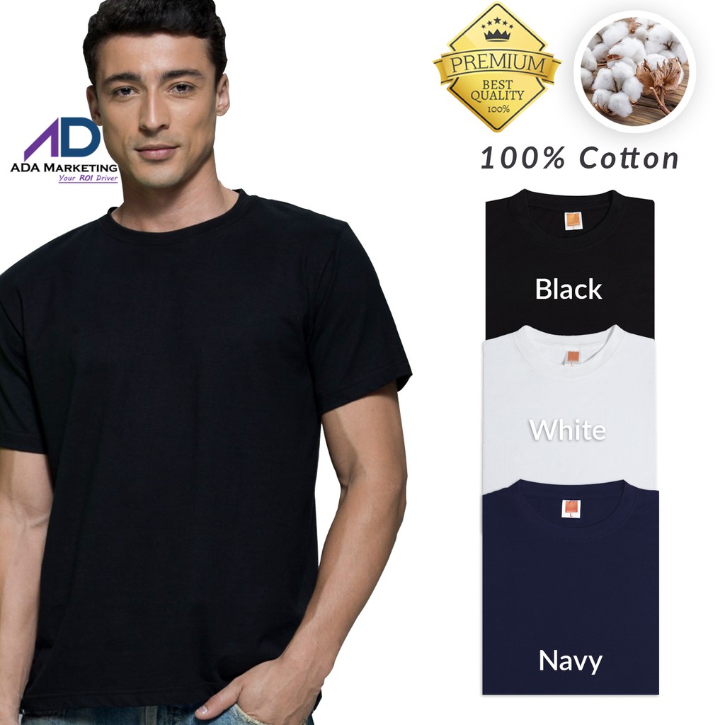 Oren Sport 100 Cotton Plain T Shirt Ct51 Round Neck Unisex T Shirts Shopee Malaysia