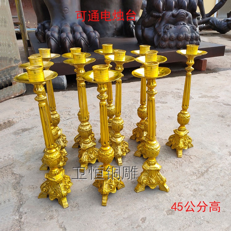 Seiko Antique Pure Copper Dragon Candlestick Worship Buddha Lamp Electric Candlestick Household Buddha Lamp Crafts De
