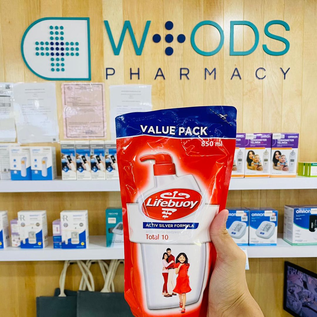 WOODS PHARMACY LIFEBUOY ANTIBACTERIAL BODY WASH REFILL PACK 850ML