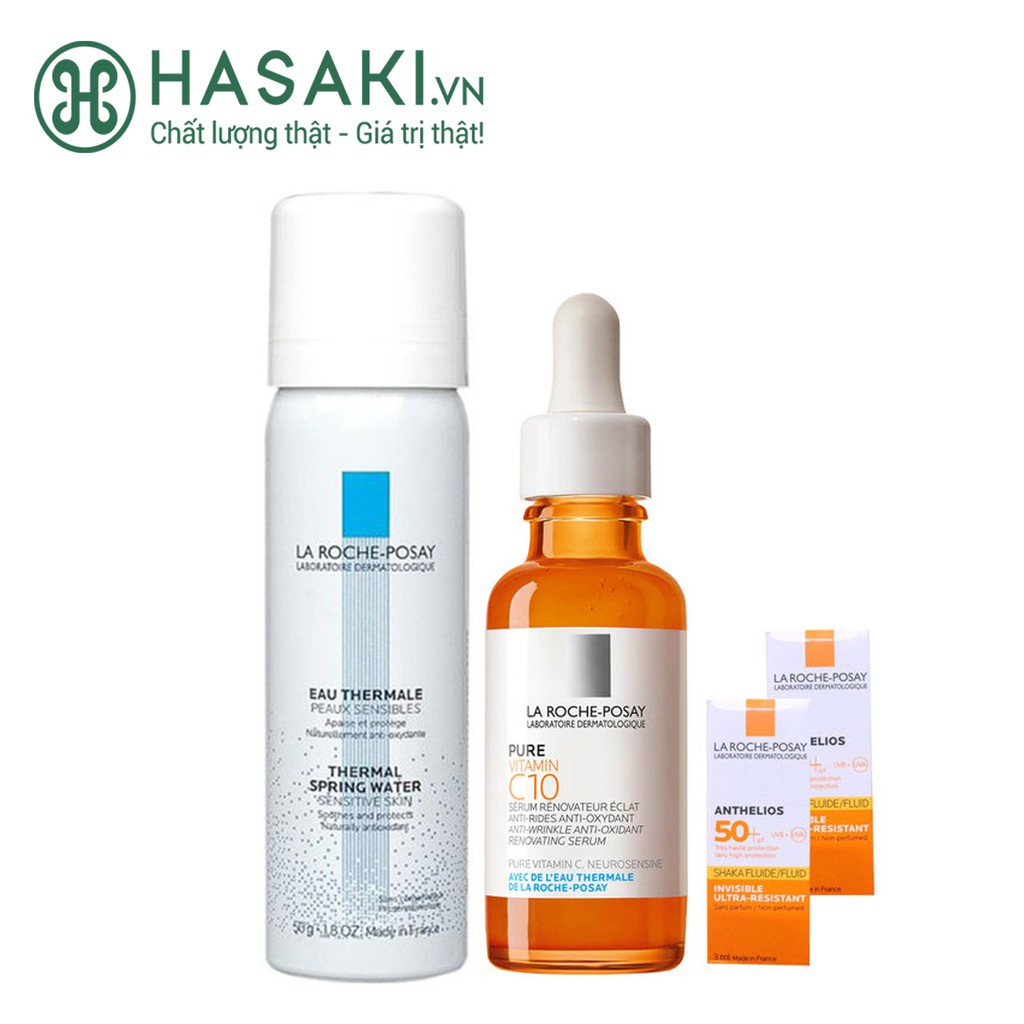 Combo La Roche-Posay Vitamin C Essence 30ml + Mineral Spray 50ml + 02 Sunscreen 3ml