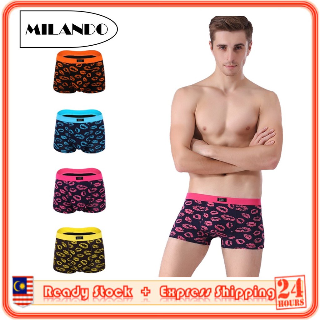 (3 Pieces) MILANDO Men Man Cotton Underwear Boxer Brief Seluar Dalam Lelaki Type 7