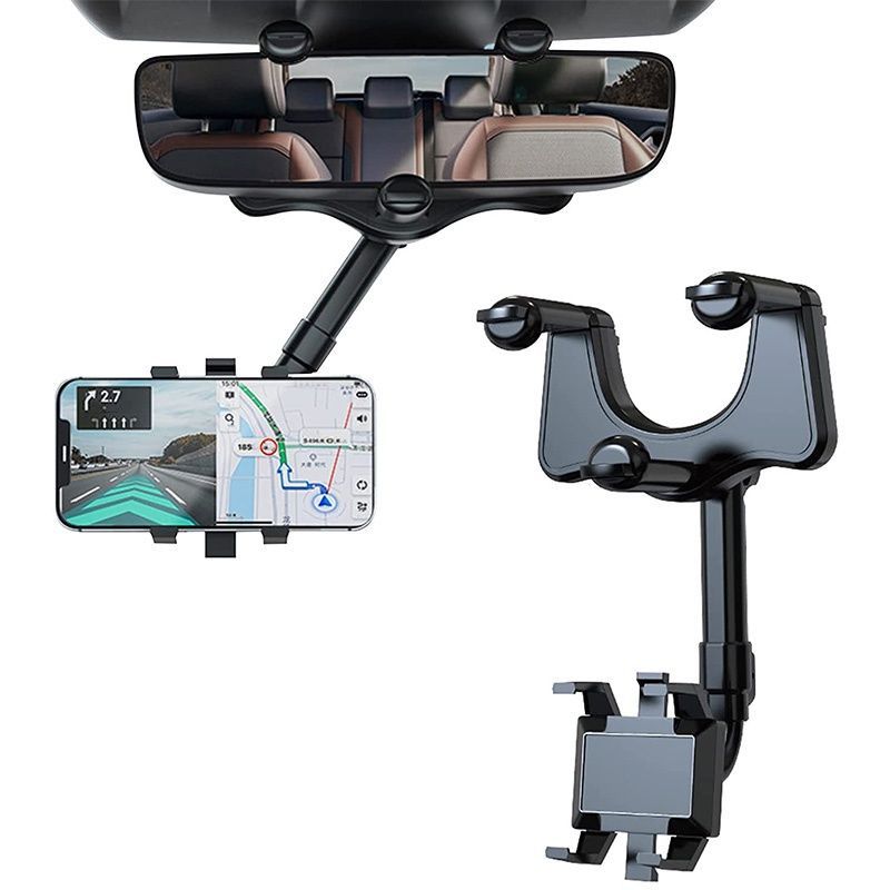 【Super Strong Quality】In-Car Rear View Mirror Mount GPS Phone Holder | 360 Degree Rotated | Strong Grip | Car Holder