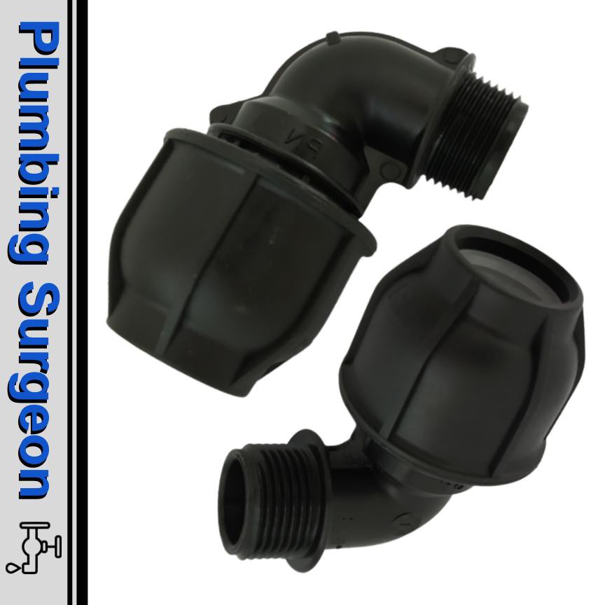 7 Units Male Bend Plumbing Pipe Plastik Pertanian Hdpe Fitting 32mm