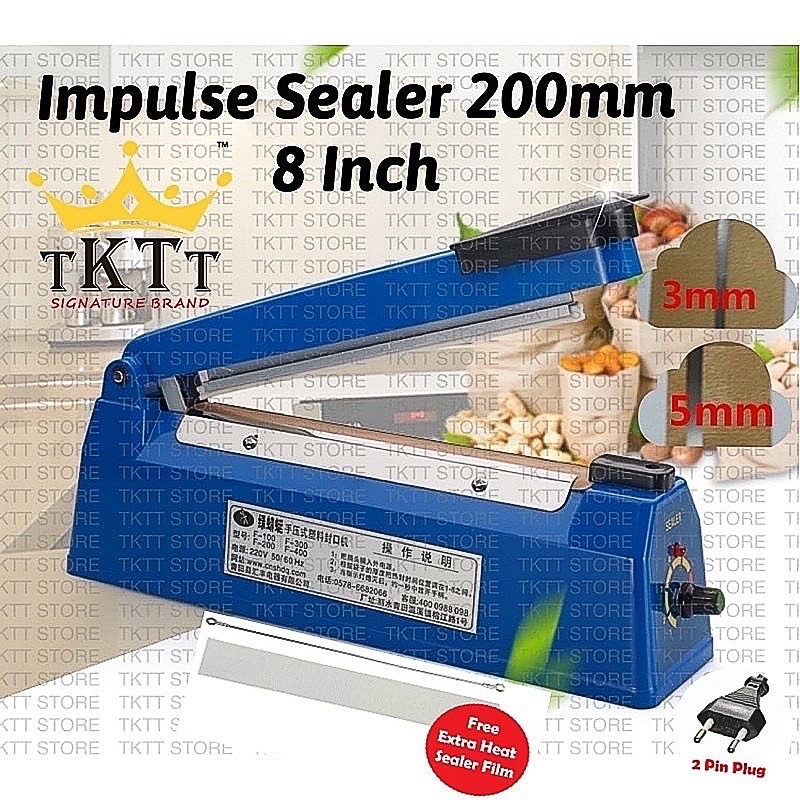 TKTT 200mm Plastic Impulse Sealer Machine Laminated Plastic Seal ...