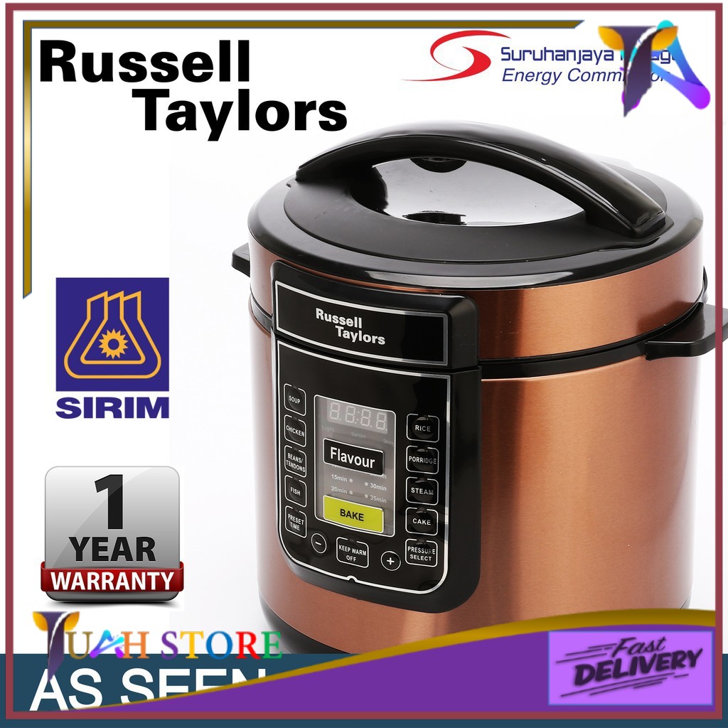 [Sabah] Russell Taylors 6L Pressure Cooker Stainless Steel Pot PC-60 - Rice Cooker