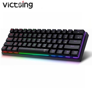 VictSing PC356 60% Wired Mechanical Gaming Keyboard LED Rainbow Customization Backlit with Detachable USB Type-C Cable