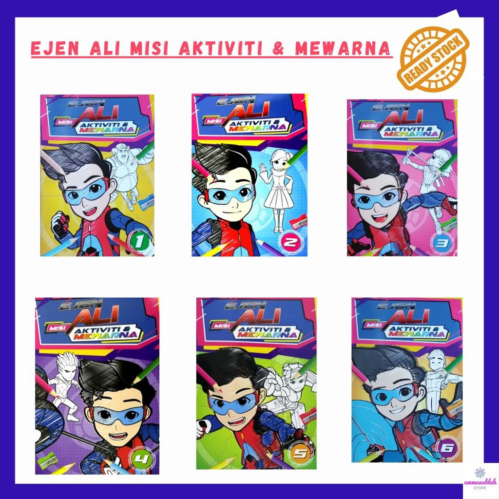 Ejen Ali Misi Aktiviti Mewarna Siri 1 6 Shopee Malaysia