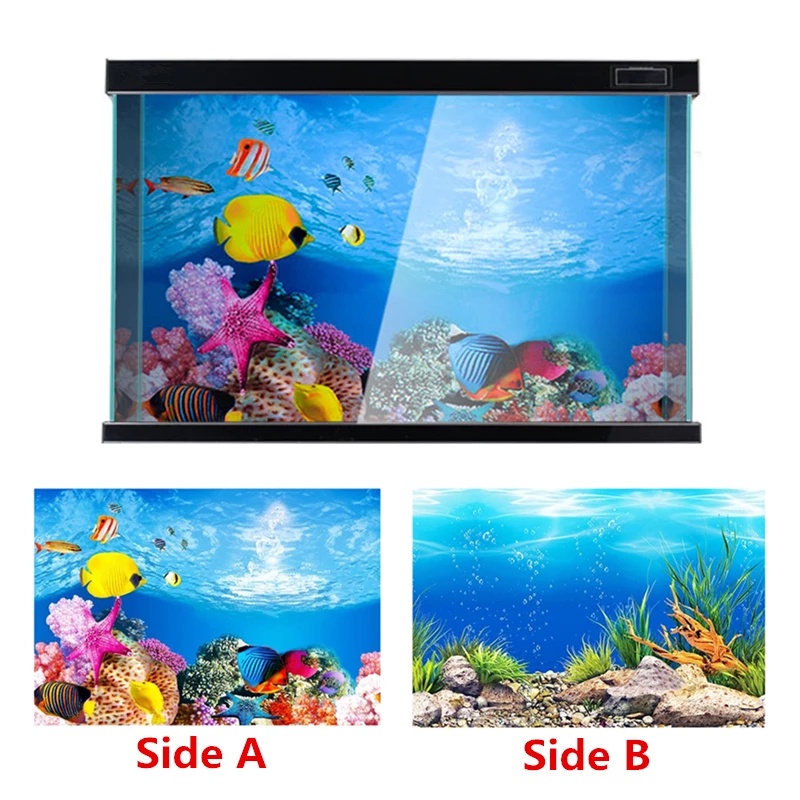 PVC Double Side Fish Tank Wall Poster Decoration 3D Aquarium Background  Decor Ocean Painting Sticker 30/40/50cm(Height) | Shopee Malaysia