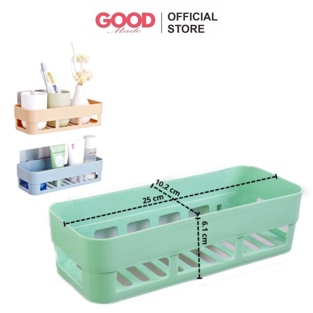 GOOD MADE - Rectangular Plastic Bathroom Soap Rack | Multifunctional Corner Shelf | Multipurpose Nail-Free SkinCare Soap Container |