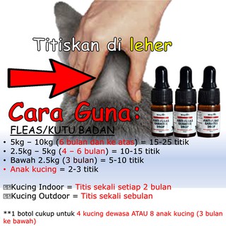 Ubat Kutu Titis Anti Flea Earmites Telinga Lice Tick Cat Kucing Terbaik