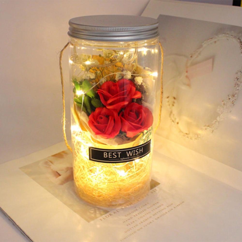 Mini Led Soap Flower Wishing Bottle Decoration Christmas