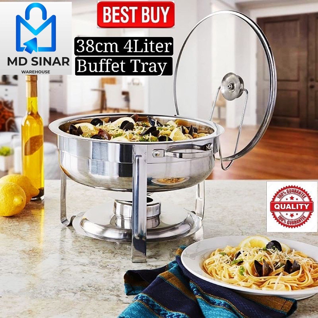 MD SINAR 38cm Stainless Steel round chafer / chafing dish / buffet set / kenduri set BERKAS LAUK CATERING SET